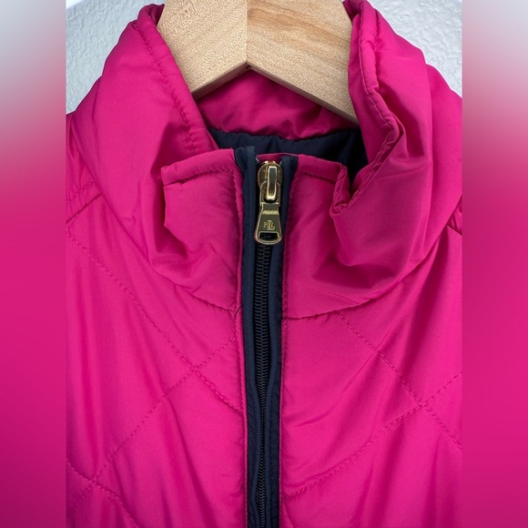 Lauren Ralph Lauren Vest Womens Large Pink Quilted Full Zip Sleeveless Jacket - Picture 2 of 6